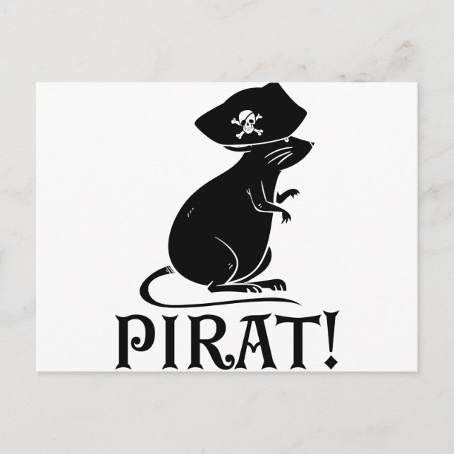 Cartão Postal Pirate Rat | Presente de Rat Rodent House Pirata (Frente)