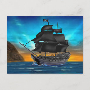 CARTÃO POSTAL PIRATE SHIP NO SUNSET