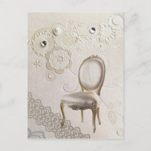 Cartão Postal pirilhas de pérolas elegantes lace paris floral