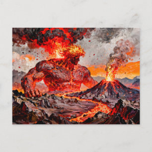 Cartão Postal Pirocles Titã de Lava e Fogo Vulcânico da Grécia