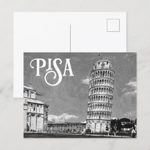 Cartão Postal Pisa Itália Europa Preta e Branca