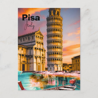 Cartão Postal Pisa Italy Travel Postcard, Pisa Travel Art Postca