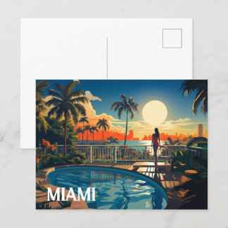 Cartão Postal Piscina do sol sobre Miami Beach