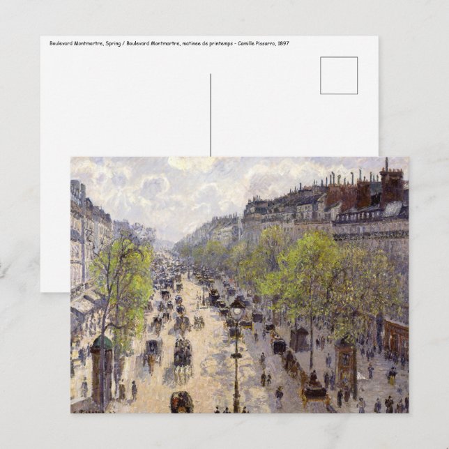 Cartão Postal Pissarro - Boulevard Montmartre, Primavera (Frente/Verso)