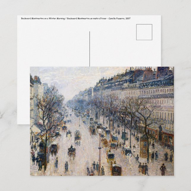Cartão Postal Pissarro - Boulevard Montmartre, Winter Morning (Frente/Verso)
