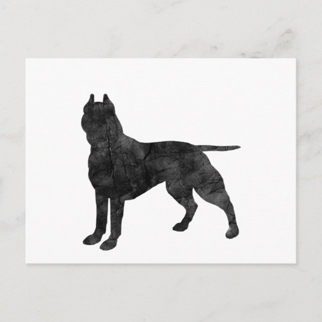 Cartão Postal Pit Bull Dog Grunge Silhoule (Frente)
