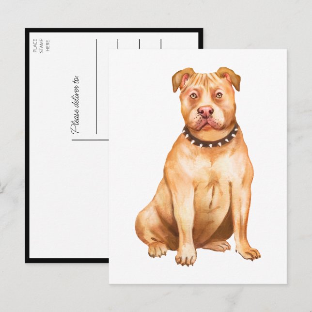 Cartão Postal Pit Bull Pittie Puppy Dog Miss You Love Pitbull (Frente/Verso)