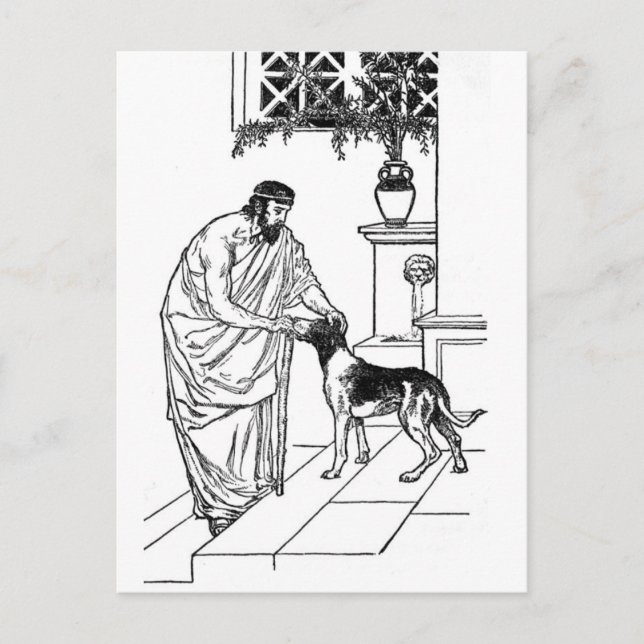 Cartão Postal Pitágoras com Cão (Frente)