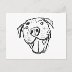 Cartão Postal pitbull desenhando simples cão amante branco pret