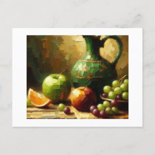 Cartão Postal Pitcher, Uvas e Maçãs,