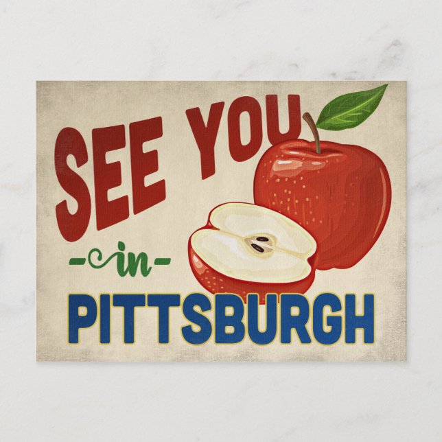 Cartão Postal Pittsburgh Pensilvânia Apple - Viagens vintage (Frente)