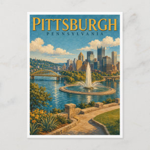 Cartão Postal Pittsburgh Pensilvânia Point Fountain GeoSaga