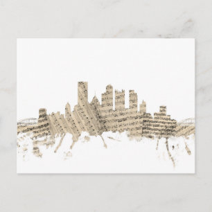 Cartão Postal Pittsburgh Pensilvânia Skyline Sheet Music Citysc