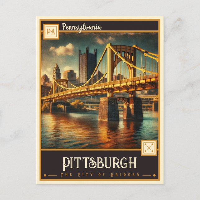 Cartão Postal Pittsburgh, Pensilvânia | Vintage (Frente)