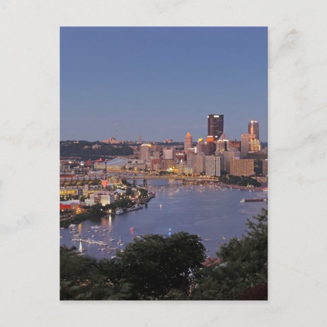 Cartão Postal Pittsburgh Skyline em Dusk (Frente)
