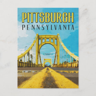 Cartão Postal Pittsburgh, Viagens vintage da ponte amarela PA