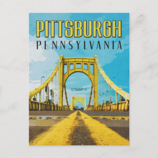 Cartão Postal Pittsburgh, Viagens vintage da ponte amarela PA