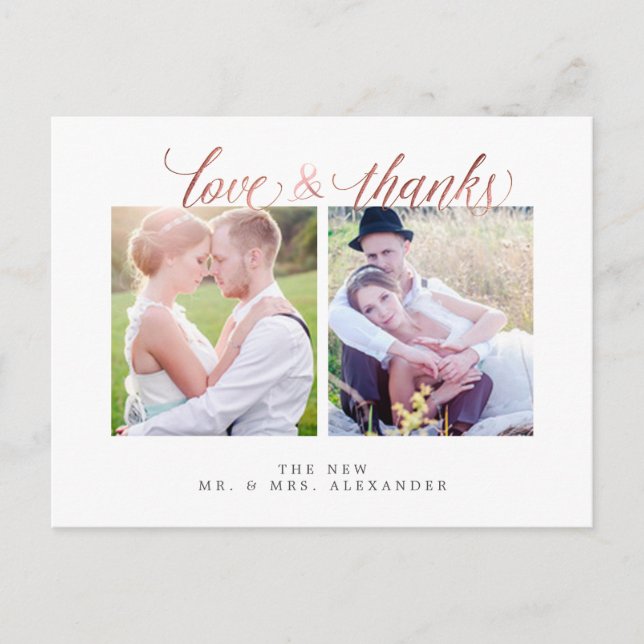 Cartão Postal PixDezines Casamento Obrigado/Divertido Script (Frente)