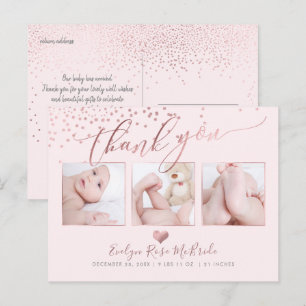 Cartão Postal PixDezines Confete/Feliz Obrigado Dourado Rosa Fal