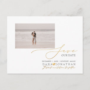 Cartão Postal PixDezines Falso Ouro Save the Date Luxo Script Po
