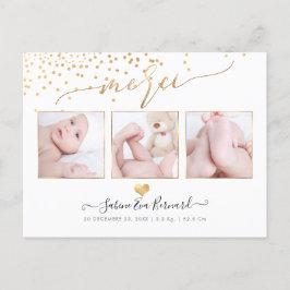 Cartão Postal PixDezines Faux Confetti//Remerciments Dourados