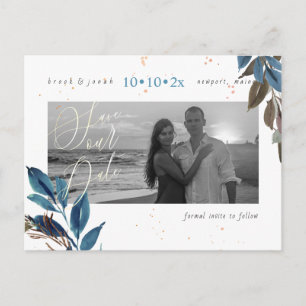 Cartão Postal PixDezines Folhagem Teal Empoeirada Salve nossa da