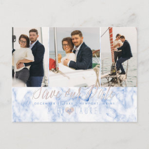 Cartão Postal PixDezines Mármore+Rosa Bege Save the Date