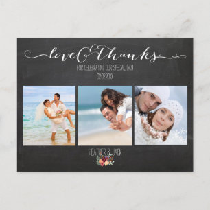 Cartão Postal PixDezines quadro-negro/agradecimentos fotos casam