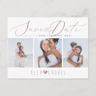 Cartão Postal PixDezines Rosa Dourado Elegante Caligrafia Salvar