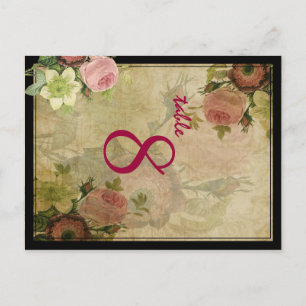 Cartão Postal PixDezines rosas de cottage vintage/fonts+cor em d