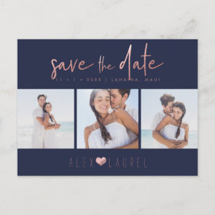 Cartão Postal PixDezines Rose Gold Chic Script Salve o Dia