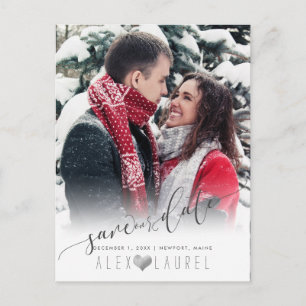 Cartão Postal PixDezines Salve nossa data Calligraphy DIY Cor