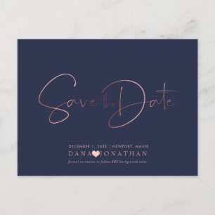 Cartão Postal PixDezines Save o Dia/Rose Gold Script