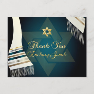 Cartão Postal PixDezines Tallit Mitzvah Obrigado/Teal Green