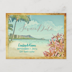 Cartão Postal PixDezines Vintage wakiki/diamond head/plumeria
