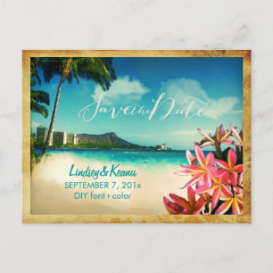 Cartão Postal PixDezines Vintage wakiki/diamond head/plumeria