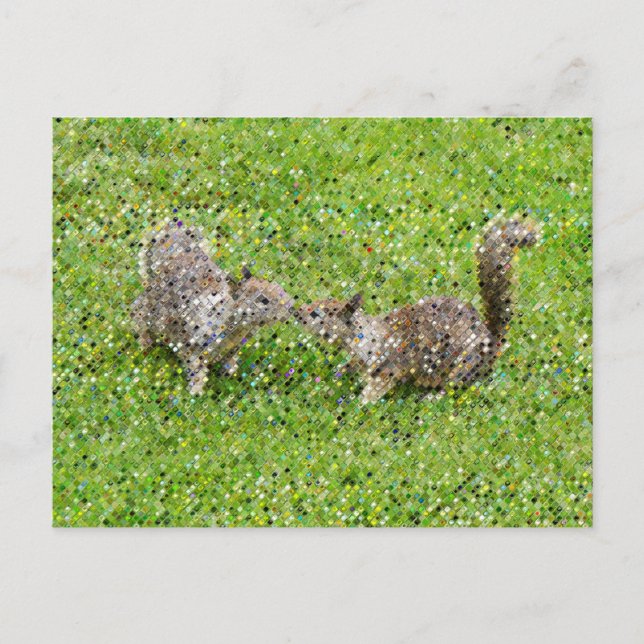 Cartão Postal Pixel Art - Dois esquilos (Frente)