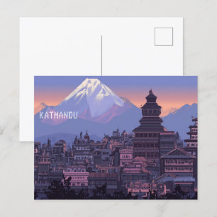 Cartão Postal Pixel Art Katmandu Nepal
