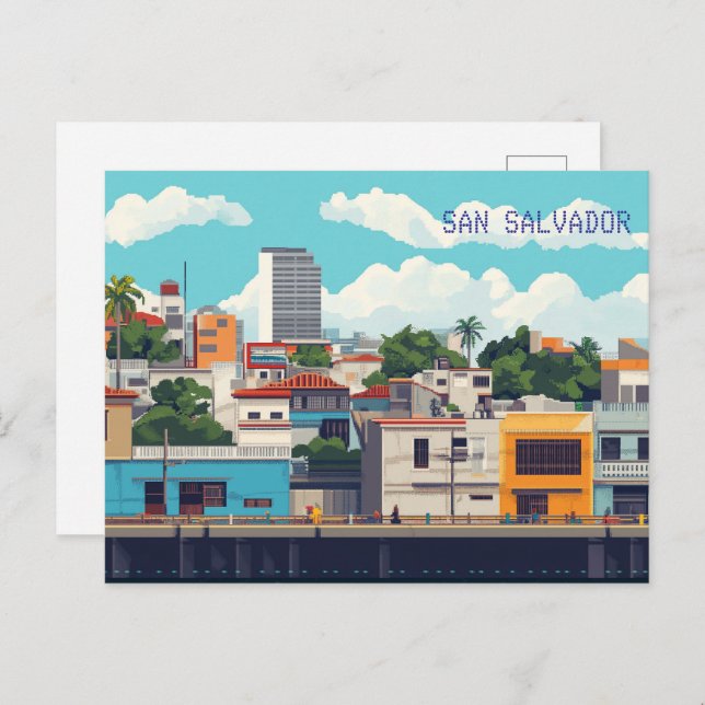 Cartão Postal Pixel Art San Salvador (Frente/Verso)