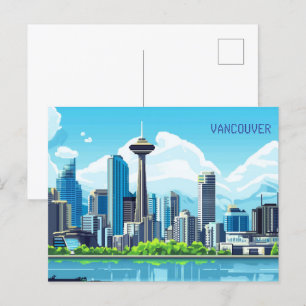 Cartão Postal Pixel Art Vancouver Canadá