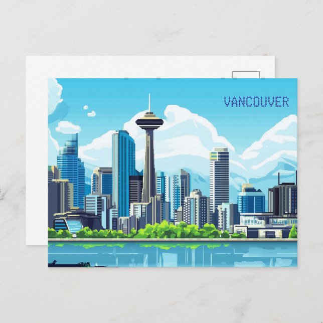 Cartão Postal Pixel Art Vancouver Canadá (Frente/Verso)