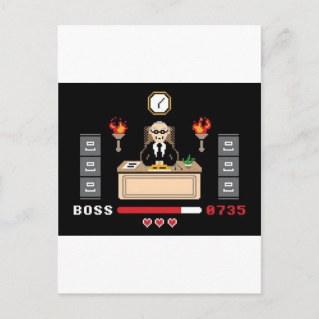 Cartão Postal Pixel 'Boss' Design - GeekShirts (Frente)