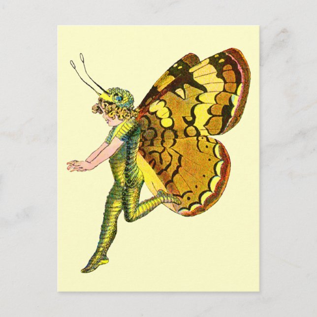 Cartão Postal Pixie Fairy Amarela (Frente)