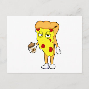 Cartão Postal Pizza com queijo e café de Salami