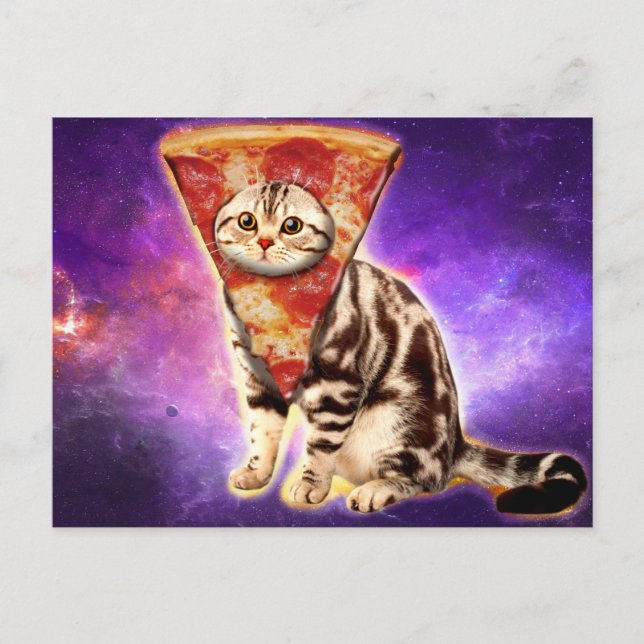 Cartão Postal Pizza da cabeça de gato (Frente)