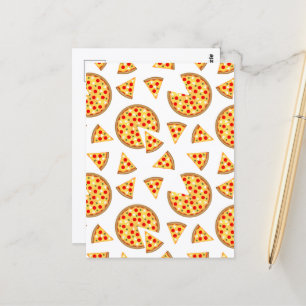 Cartão Postal Pizza divertida e legal com padrão de fatias em br