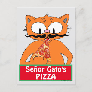 Cartão postal - Pizza do Señor Gato Gato Bigode En