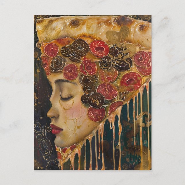 Cartão Postal Pizza Face Klimt Abstrato (Frente)