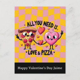 Cartão Postal Pizza Love Valentines Day Postcard