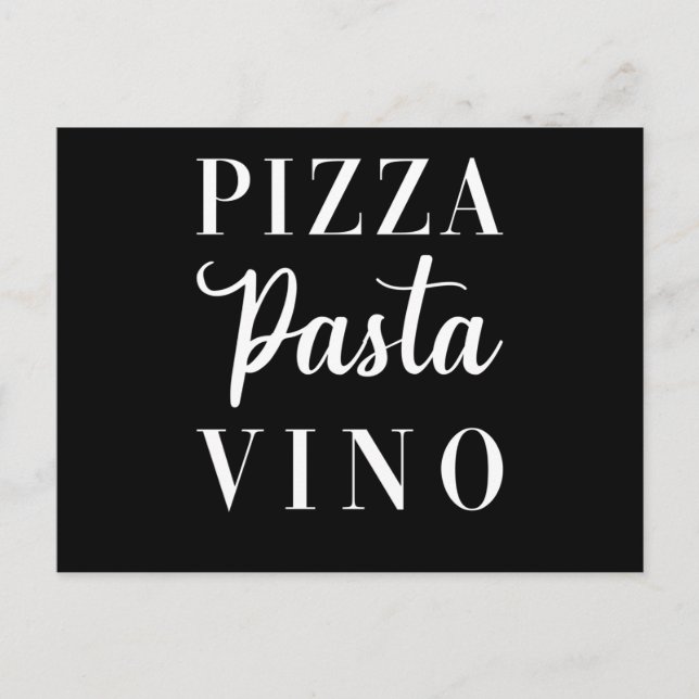 Cartão Postal Pizza Pasta Vino (Frente)